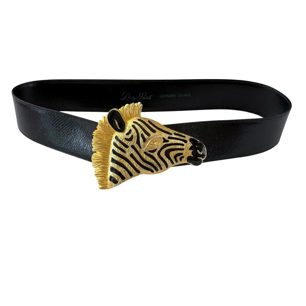 Dotty Smith Belt Size 28 - 32 Genuine Snake Belt Large Zebra Head Buckle